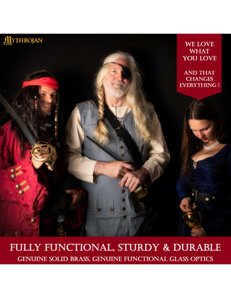 Pirate telescope in brass with wooden...