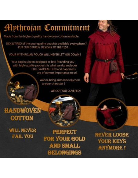 Brown belt pouch with cord Brown belt pouch with cord