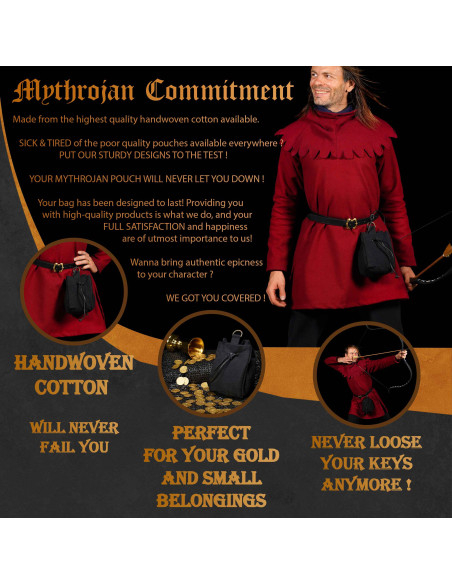 Belt pouch with cord, black