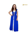 Celtic long medieval dress in natural blue color