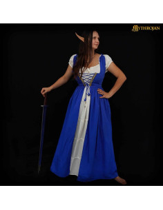 Celtic long medieval dress in natural blue color 2