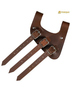 Medieval leather scabbard for right-hand swords, brown