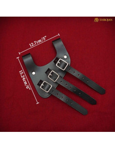 Medieval leather sword sheath for left hand, black 2