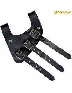 Medieval leather sword sheath for left hand, black