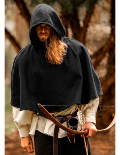 Medieval wool gugel model Paul, black