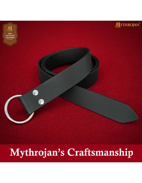 Viking belt with round buckle, black