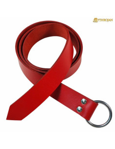 Viking belt with round buckle, red