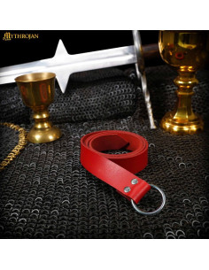 Viking belt with round buckle, red 2
