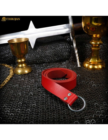 Viking belt with round buckle, red