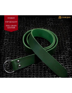 Viking belt with round buckle, green color (101 cm.) 2
