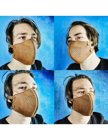 Brown leather facial mask for Cosplay