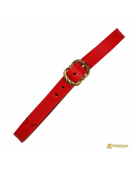 Medieval leather belt for cups, red