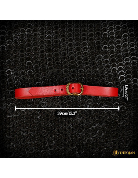 Medieval leather belt for cups, red