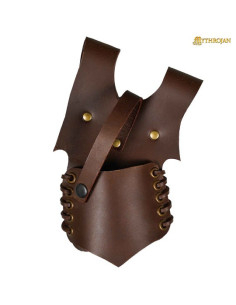 Medieval leather scabbard for hanging swords, brown
