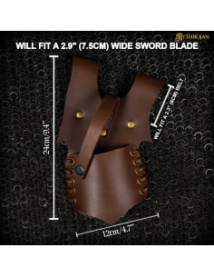 Medieval leather scabbard for hanging swords, brown 2