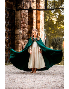 Medieval children's long cape model Agnes, color green