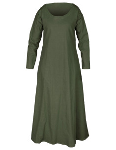 Medieval long tunic cotton model Lenora, green