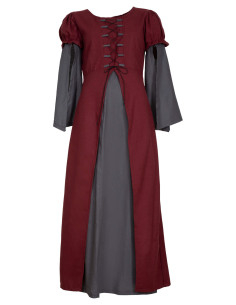 Medieval long dress model Loreley, burgundy color