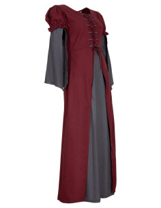 Medieval long dress model Loreley, burgundy color 2