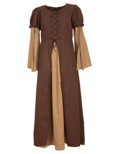 Medieval long dress model Loreley, brown color