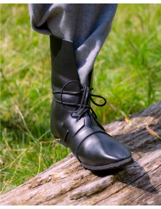 Medieval leather boots model Johann, black color