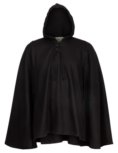 Medieval wool cloak model Raven, black