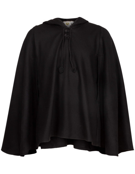 Medieval wool cloak model Raven, black