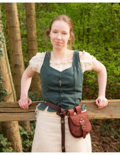 Medieval cotton corset model Tika, green