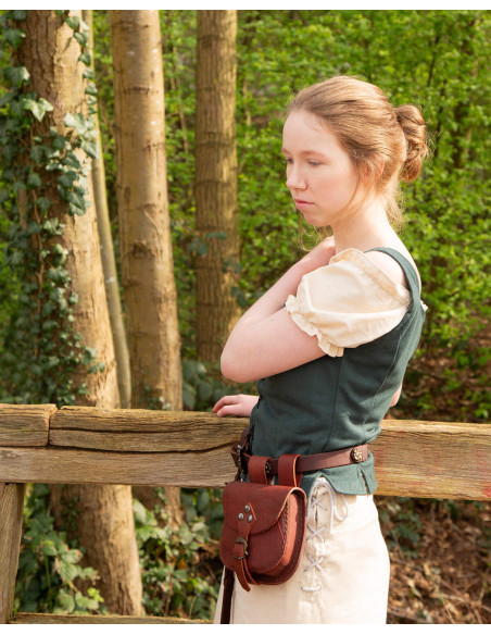 Medieval cotton corset model Tika, green