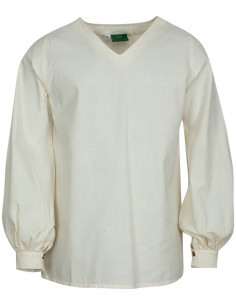 Basic medieval tunic for men in natural white cotton
