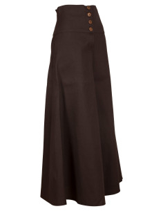 Medieval cotton skirt model Hannah, dark brown color 2