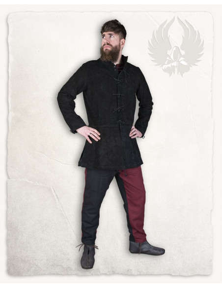 Medieval suede coat model Tilly, black