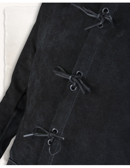 Medieval suede coat model Tilly, black