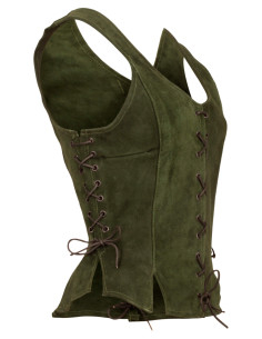 Medieval leather corset model Caty, green