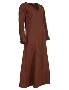 Long medieval tunic in cotton model Antaris, brown color