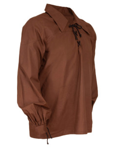 Medieval cotton shirt model Sawyer, light brown color 2