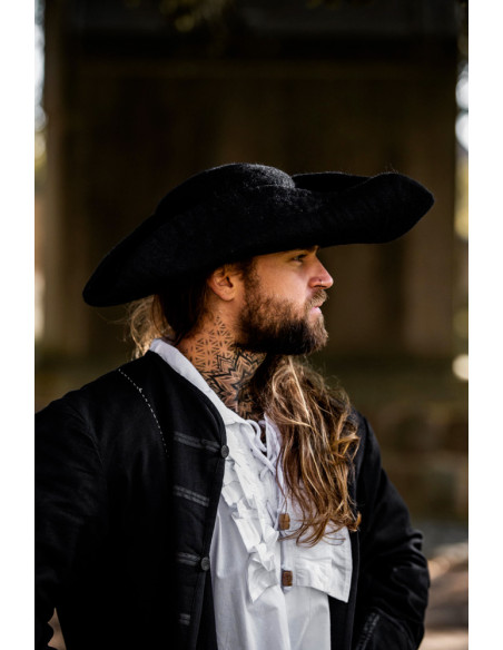 Hugo pirate tricorn hat in wool, black Hugo pirate tricorn hat in wool, black