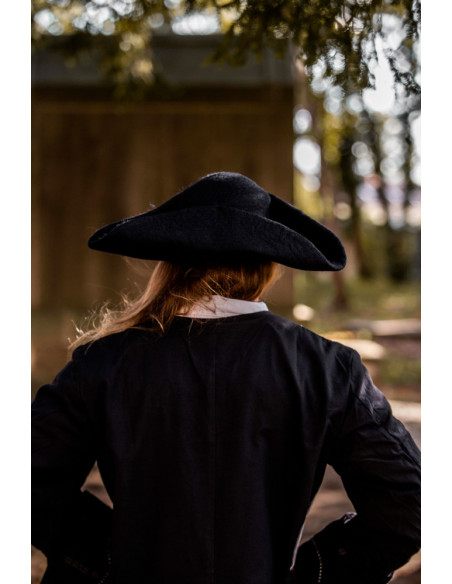 Hugo pirate tricorn hat in wool, black Hugo pirate tricorn hat in wool, black