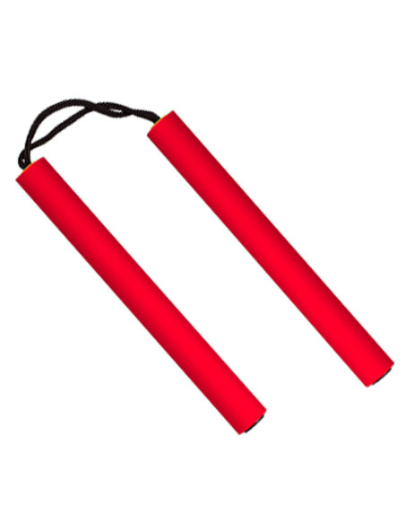 Foam rubber nunchaku for training, red