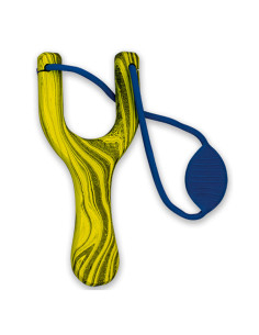 Tole 10 slingshot made of yellow wood with blue rubber