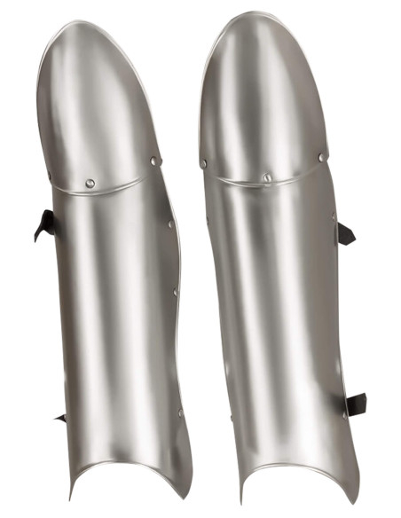Medieval greaves polished steel model...