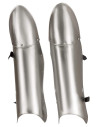 Medieval greaves polished steel model Tiberius