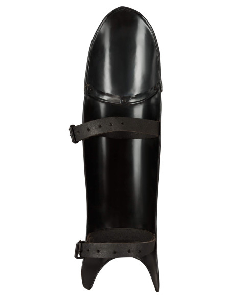 Medieval greaves blackened steel...