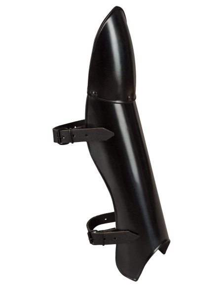 Medieval greaves blackened steel...
