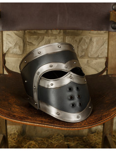 Medieval helmet blackened steel model Edward 2