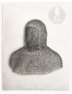 Aluminum chainmail coif with flat riveted ring