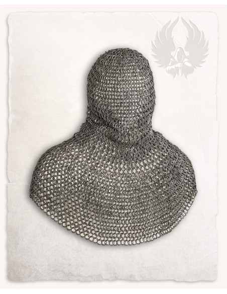 Aluminum chainmail coif with flat...
