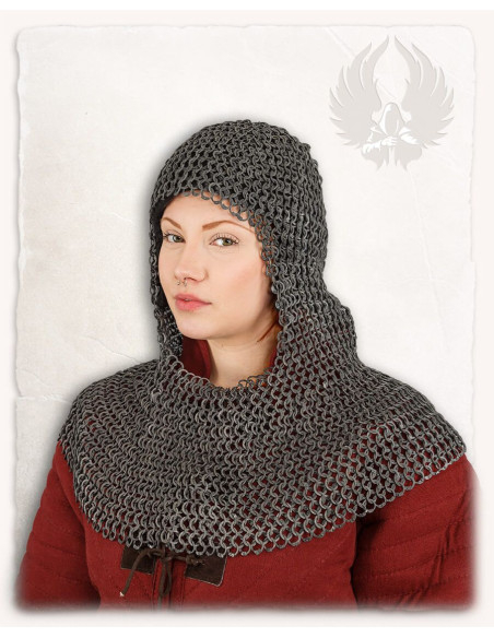Aluminum chainmail coif with flat...