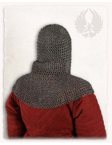 Aluminum chainmail coif with flat...