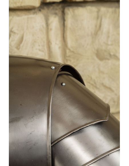 Medieval polished steel shoulder pads...